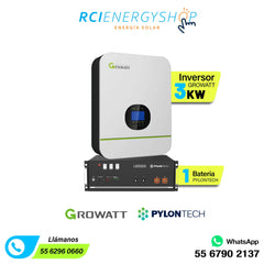 Kit Sistema de respaldo (2,4kWp) con GROWATT y Almacenamiento de (4.8kWh)