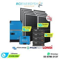 Kit Sistema Solar Autónomo de 10 Paneles (6.1kWp) con Almacenamiento de (19.2Wh)