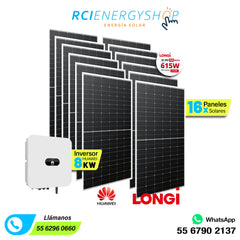 Kit Sistema de Interconexión de 16 paneles solares 645 Wp LONGi + Huawei 8 kW
