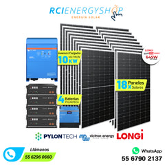 Kit Sistema Solar Autónomo de 18 paneles (11.07Kwp) con Almacenamiento de (19.2 kWh)