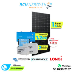 Kit Sistema Solar Autónomo de 1 Panel ( 1Kwp) con Almacenamiento de ( 1.38kWh)