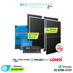 Kit Sistema Solar Autónomo de 4 Paneles (2,4Kw) con VICTRON y Almacenamiento de (4.8kWh)