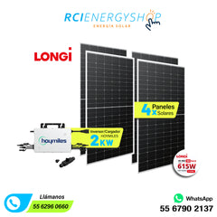 Kit Sistema de Interconexión de 4 paneles 615W LONGi + Inversor Hoymiles 2 kW