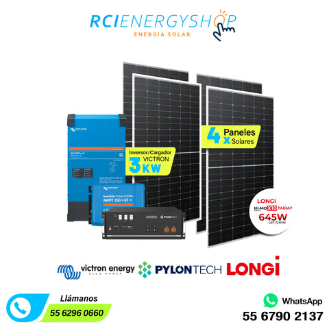 Kit Sistema Solar Autónomo de 4 Paneles (2,4Kw) con VICTRON y Almacenamiento de (4.8kWh)