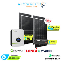 Kit Sistema Solar Autónomo de 4 Paneles (2,4kWp) con GROWATT y Almacenamiento de (4.8kWh)