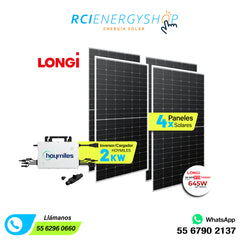 Kit Sistema de Interconexión de 4 paneles 645W LONGi + Inversor Hoymiles 2 kW