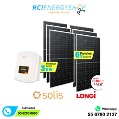 Kit Sistema de Interconexión de 6 paneles 645 Wp LONGi + Solis 3Kw