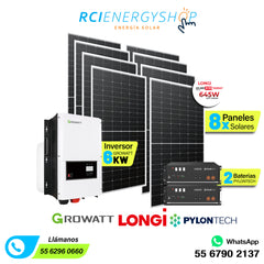 Kit Sistema Solar Autónomo de 8 Paneles (4,9kWp) con GROWATT y Almacenamiento de (9.6kWh)