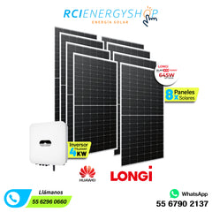Kit Sistema de Interconexión de 8 paneles  645 Wp LONGi + Huawei 4kW