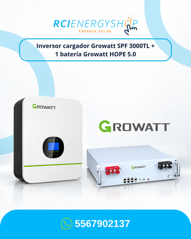 Sistema de Respaldo 3 kW Growatt SPF 3000TL + Batería HOPE 5.0